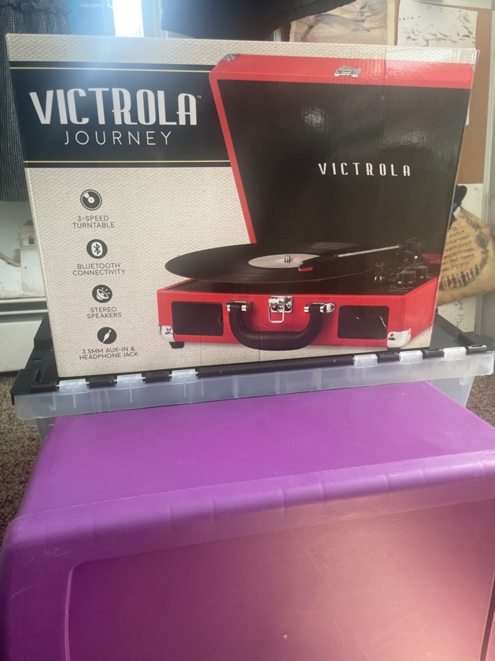 Victrola 3-speed turntable, Bluetooth connectivity, stereo speakers